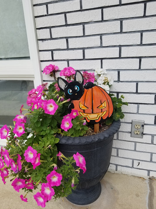 Cat peek-a-boo Pumpkin Stake