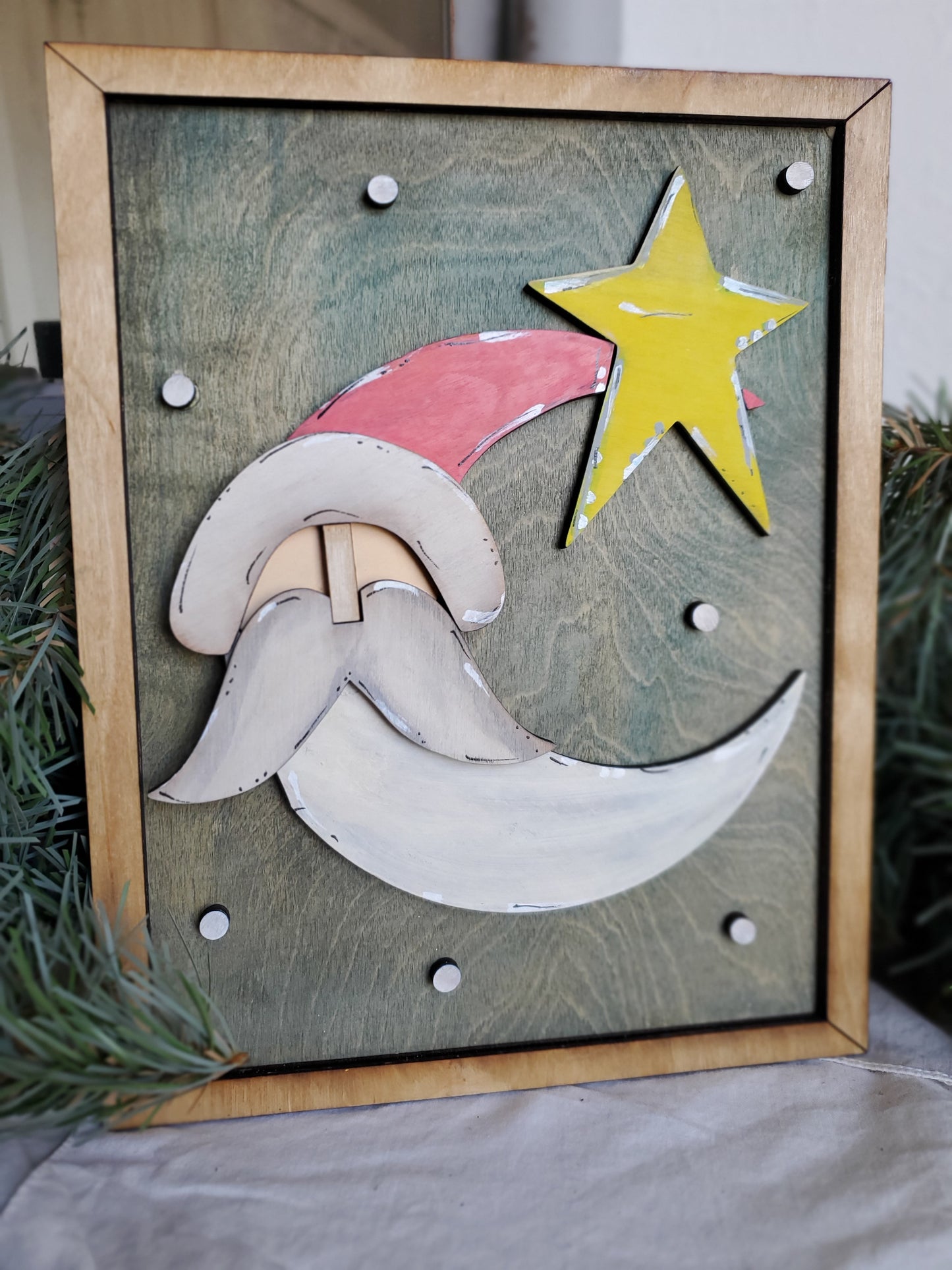 Custom Engraved Primitive Santa Sign
