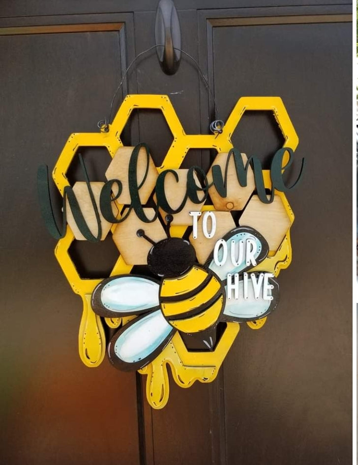 Home is Where my Honey Bee - Door & Wall Hanger - Jefferson St. Designs