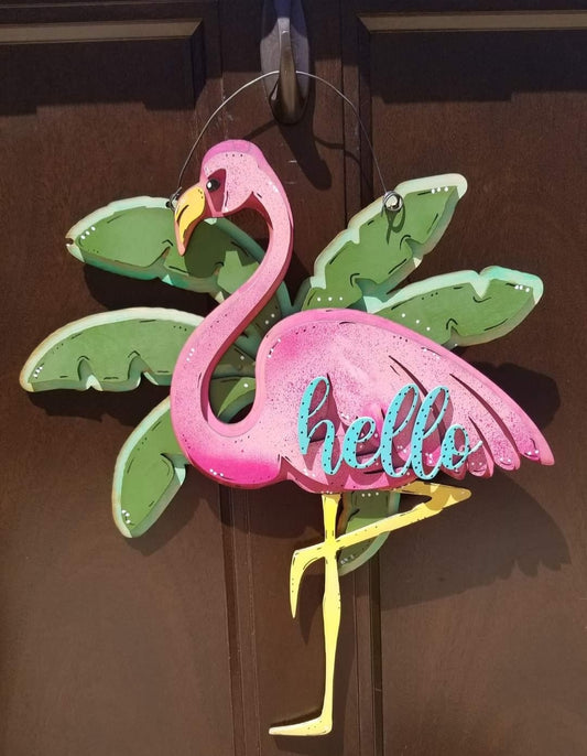 SVG File - Flamingo Door Hanger